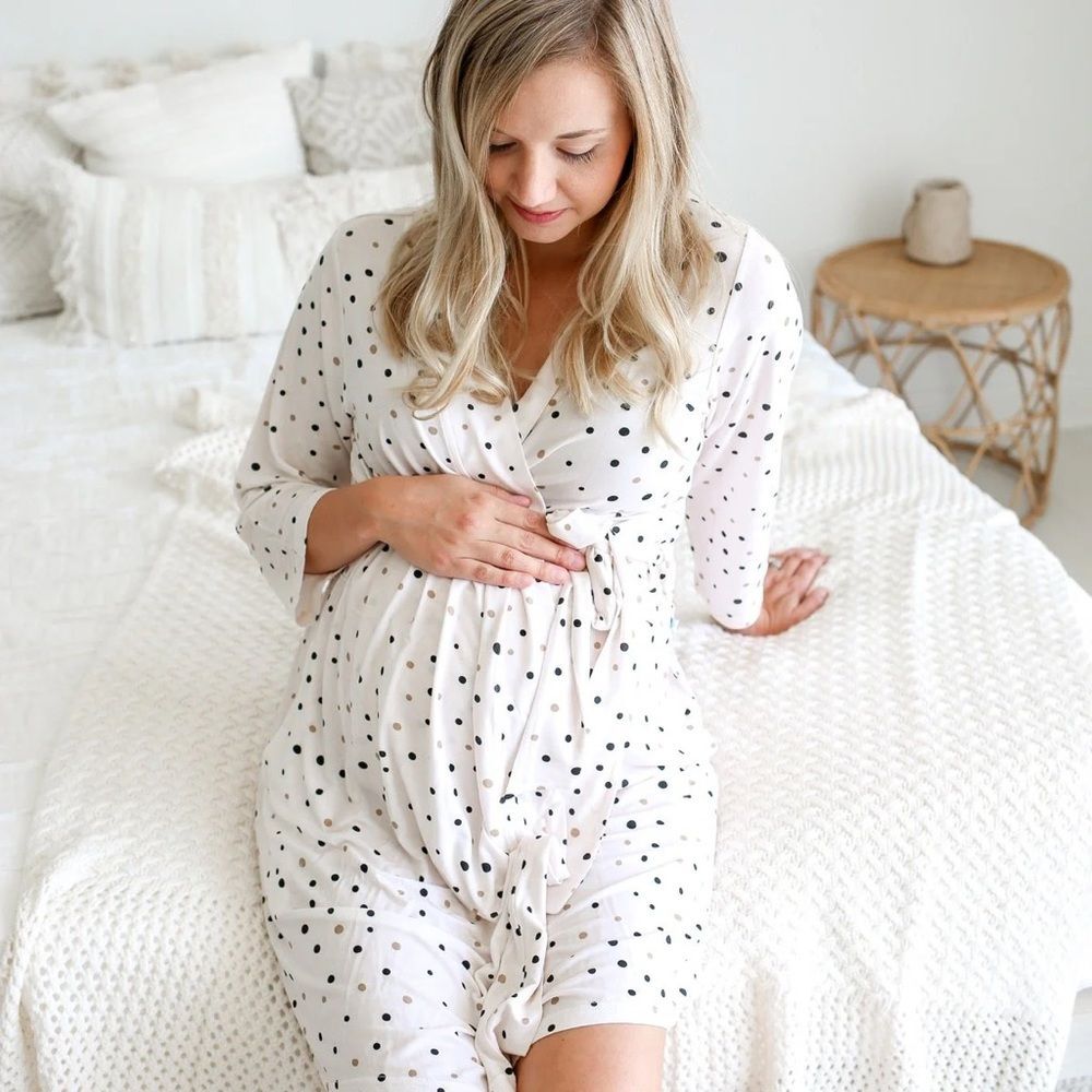 Posh Peanut Jamie Polka Dot Mommy Robe 3X Cream Maternity